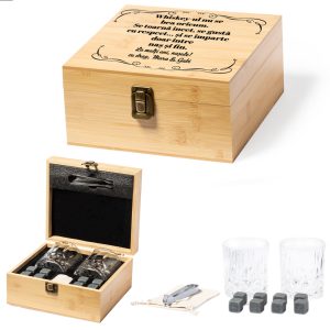 Set Personalizat pentru Whisky cu Doua Pahare - Cadou pentru Nasu