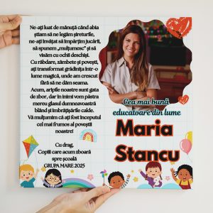 Tablou Canvas Personalizat Colaj - Cadou pentru Cea mai Buna Educatoare