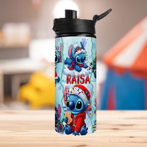 Sticla pentru Apa Personalizata - Stitch de Craciun - 750 ml