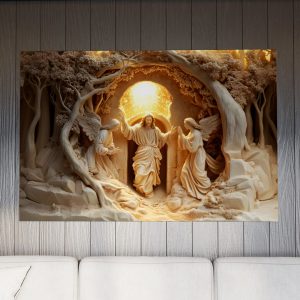 Tablou Canvas cu Efect 3D - Invierea lui Iisus si Mormantul Gol